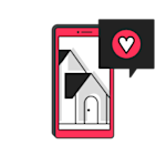 An illustration of a house with a small heart over it